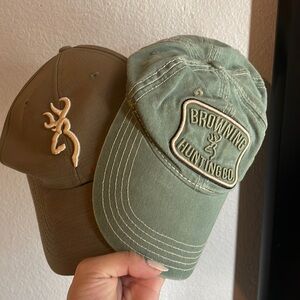 2 BROWNING HUNTING CO. HATS ..  ORIGINALLY MENS HATS BUT FITS WOMEN TOO